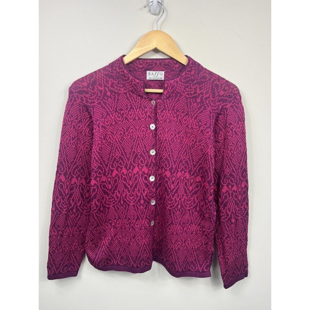 Raffa Womens Cardigan Sweater Size Small 100% Alpaca  Peruvian Pink Art To Wear